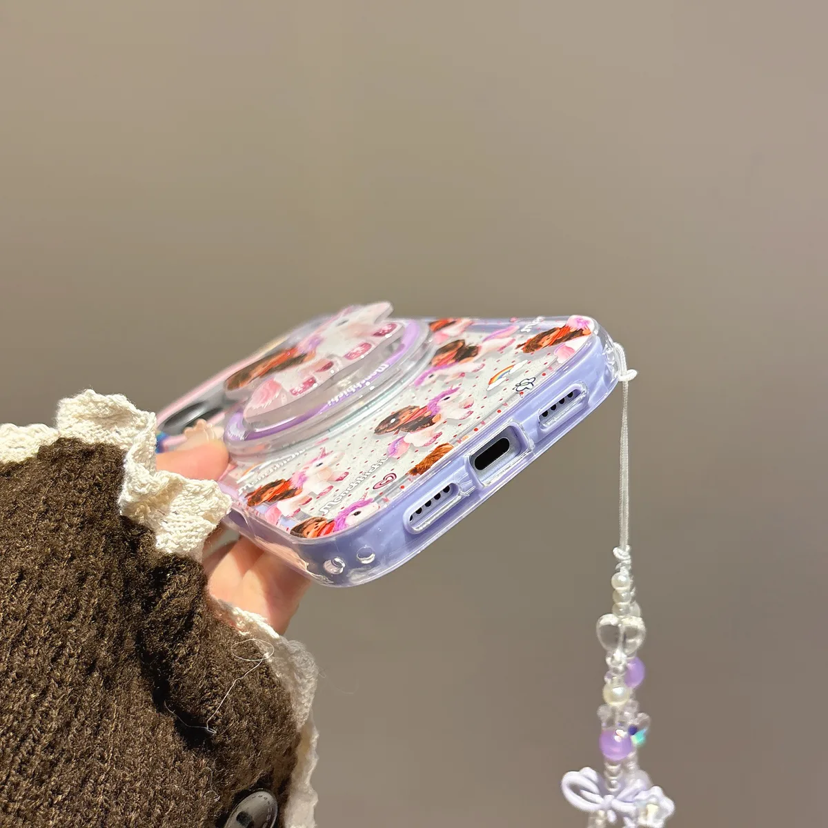 My Melody & My Sweet Pianos Clear Phone Case with Strap for iPhone 17 16 15 Pro Max